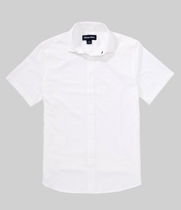 ミズンメイン メンズ トップス シャツ MizzenMain Porter Seersucker Short Sleeve Woven Shirt White ホワイト