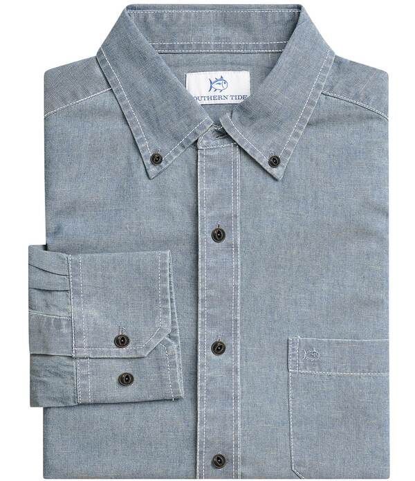 サウザーンタイド メンズ トップス シャツ Southern Tide Sandy Beachambray Long Sleeve Woven Shirt Blue Chambray ブルー
