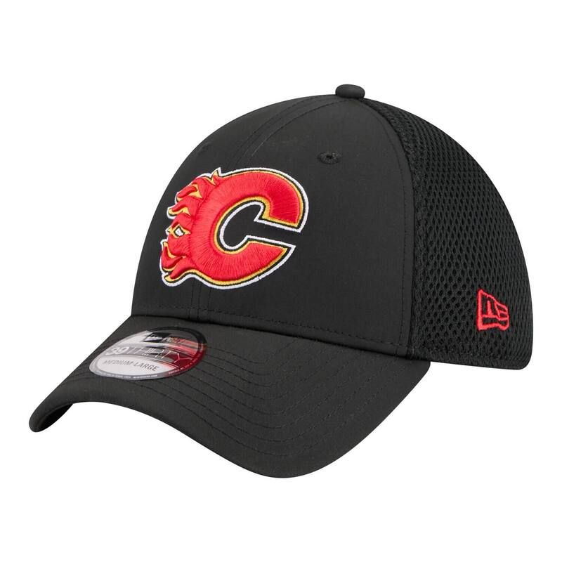 ニューエラ レディース アクセサリー 帽子 ロゴ Mens New Era Black Calgary Flames Logo 39THIRTY Flex Hat Flm Black ブラック