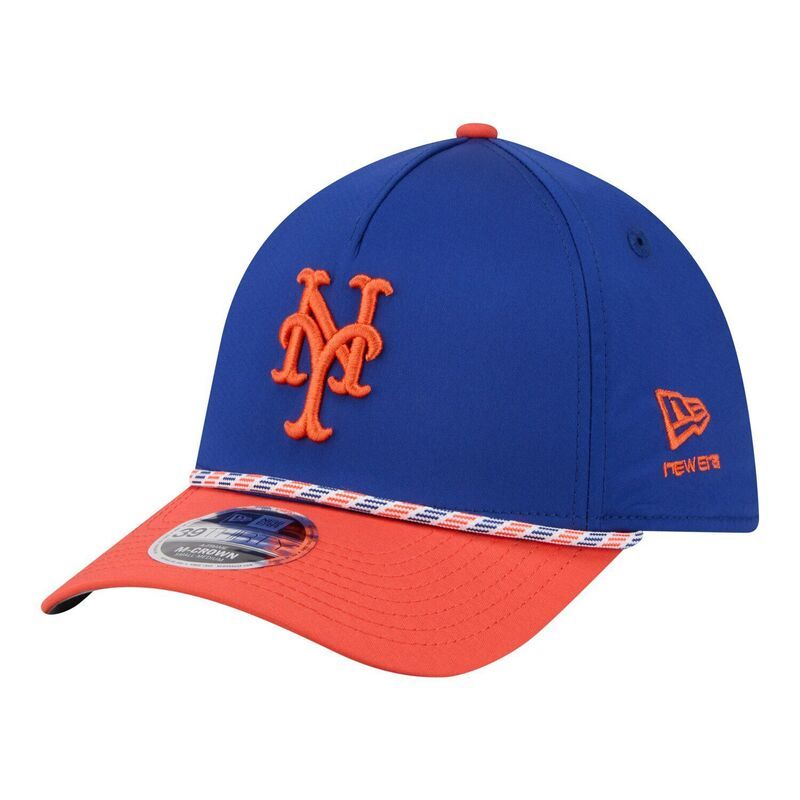 ニューエラ レディース アクセサリー 帽子 Mens New Era RoyalOrange New York Mets Rope MCrown AFrame 39THIRTY Flex Hat Met Blue ブルー