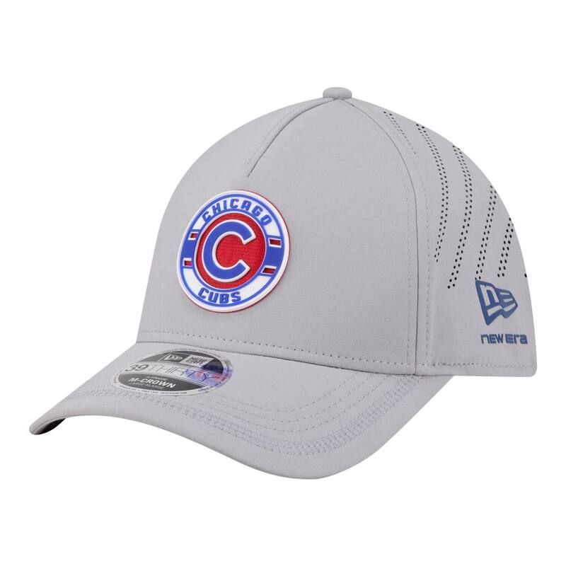 ニューエラ レディース アクセサリー 帽子 Mens New Era Gray Chicago Cubs Patch 39THIRTY AFrame MCrown Perforated Flex Hat Cub Grey グレー