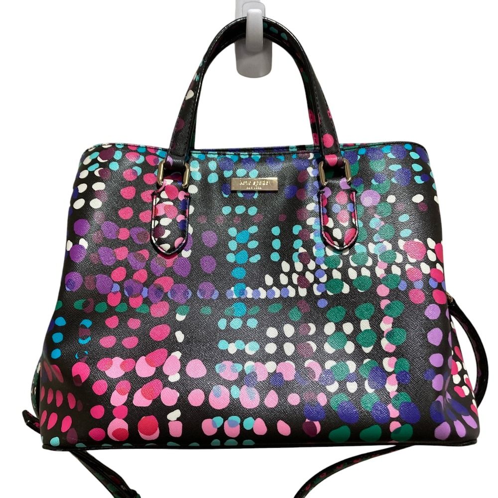 美品 Kate Spade ケイトスペード PVC プリント 2WAY ハンドバッグ ショルダーバッグ ブラック マルチカラー レディース 古着 中古 USED