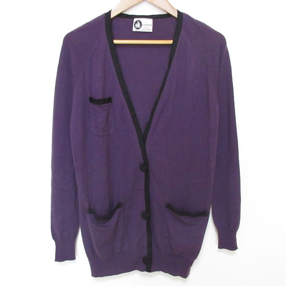 美品 LANVIN ランバン カシミヤ100％ Vネック ニットカーディガン S