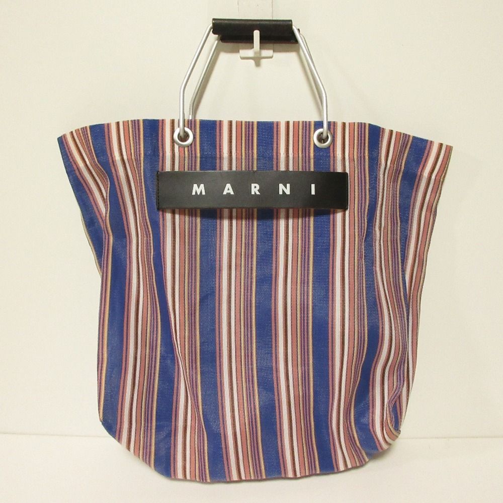 良品 MARNI マルニ フラワーマーケット メッシュ ストライプバッグ