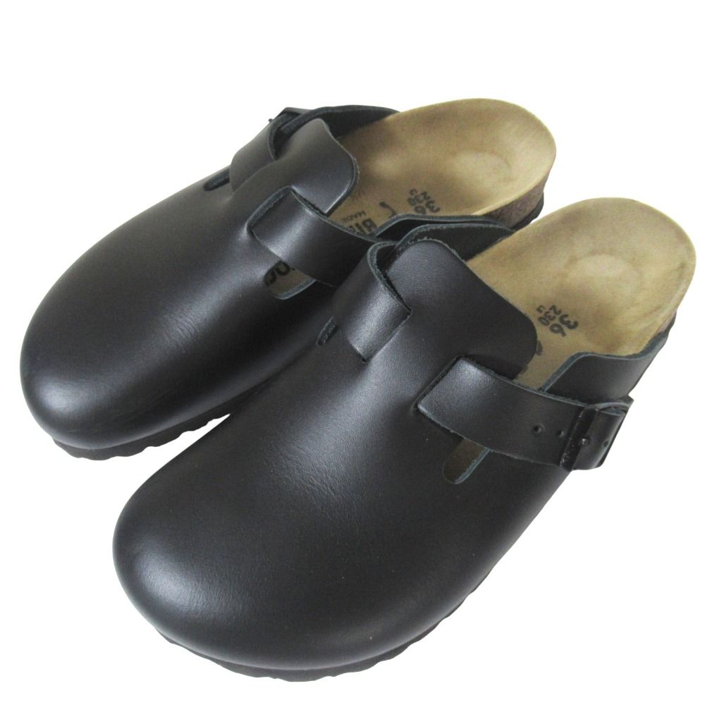 美品 BIRKENSTOCK ビルケンシュトック ボストン レザー スリッポン サンダル サイズ36 23cm ブラック レディース 古着 中古 USED