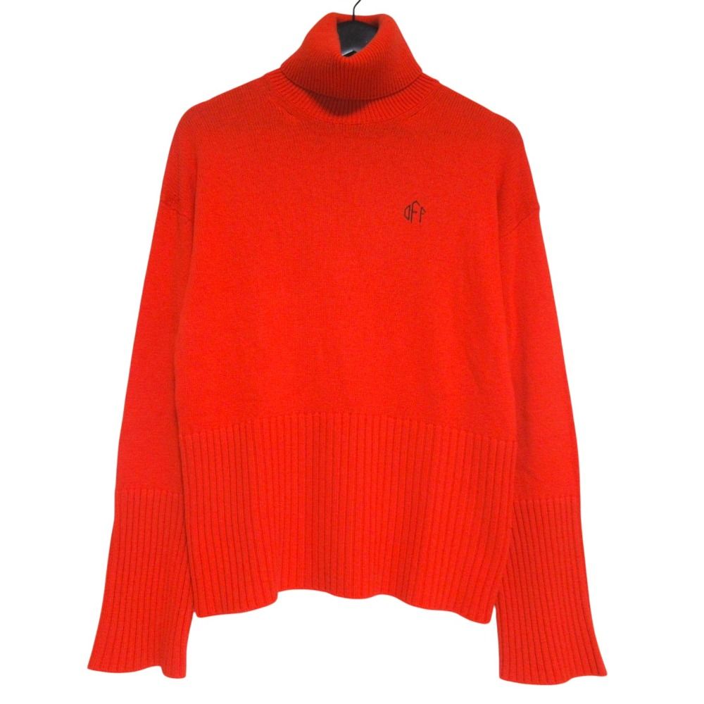 美品 Off-White オフホワイト 長袖 タートルネック ニットセーター サイズ36 オレンジ レディース 古着 中古 USED