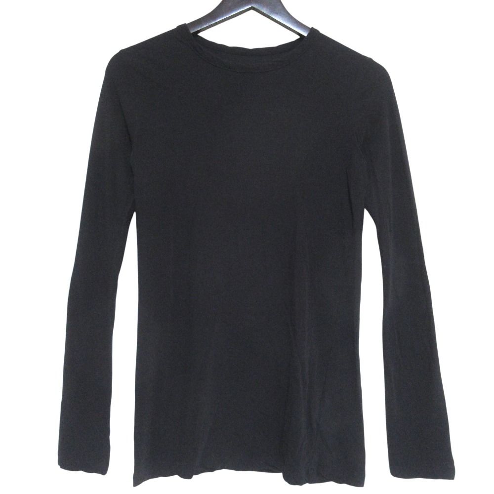 美品 Yohji Yamamoto +NOIR ヨウジヤマモトプリュスノアール ストレッチコットン 長袖 ニットカットソー サイズ2 ブラック レディース 古着 中古 USED