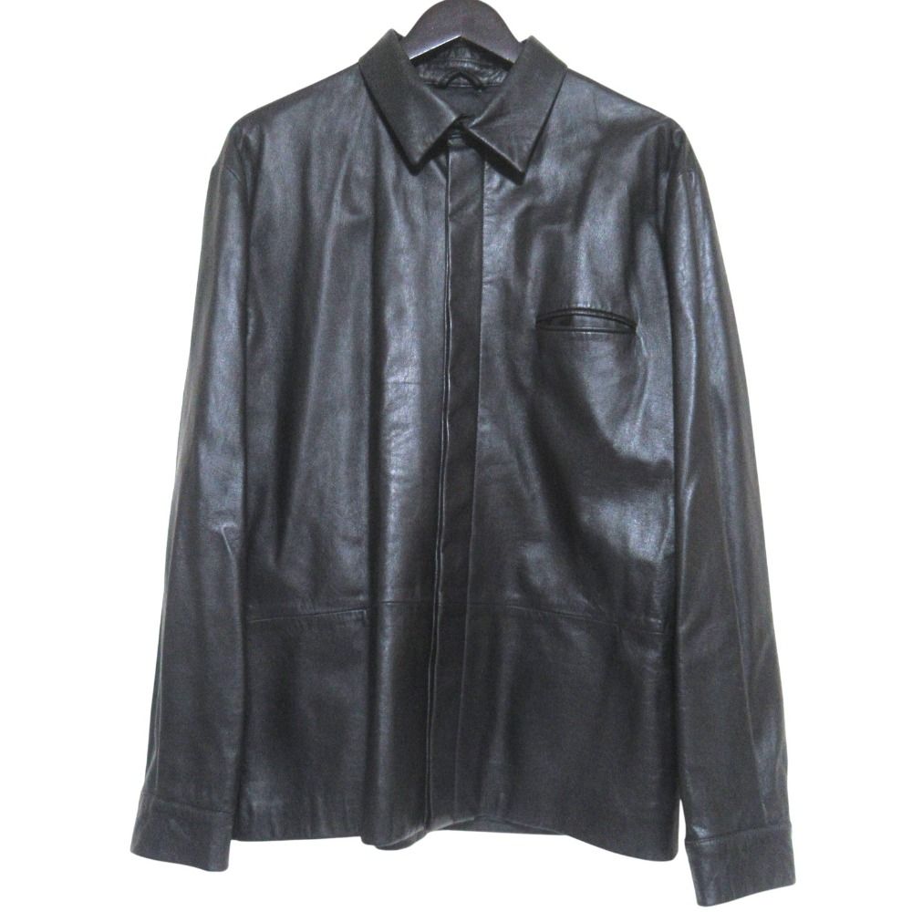 美品 RUFFO RESEARCH ルッフォリサーチ レザー シャツジャケット ブラック メンズ 古着 中古 USED