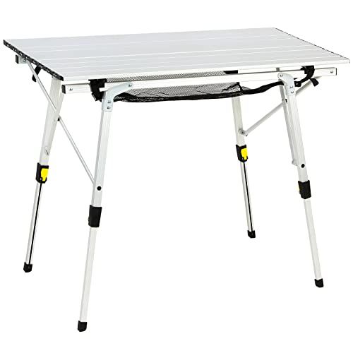 Timber Ridge アウトドアテーブル 折りたたみ 高さ調節 耐荷重30kg アルミ ロールテーブル 収納袋付き コンパクト キャンプ用 90L*53W*45-70Hcm 重量4.2kg★ 355490fa Timber Ridge アウトドアテーブル 折りたたみ 高さ調節 耐荷重30kg アルミ ロールテーブル 収納袋付き コンパクト キャンプ用 90L*53W*45-70Hcm 重量4.2kg★ 355490fa