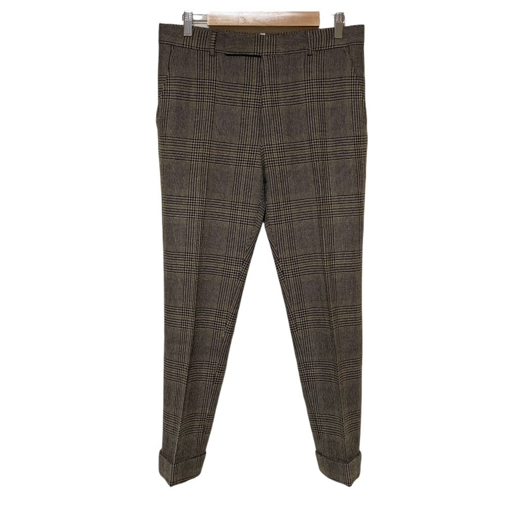 TOMFORD トムフォード ウールカシミヤ グレンチェック スラックスパンツ 48 ブラウン メンズ 古着 中古 USED