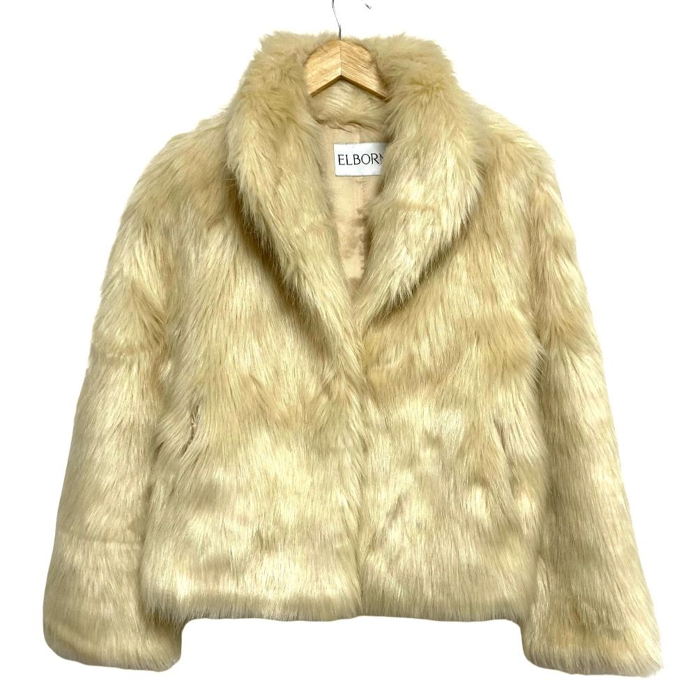 美品 ELBORN エルボルン エコファーコート ELCFFW-OT014 サイズ34 アイボリー レディース 古着 中古 USED