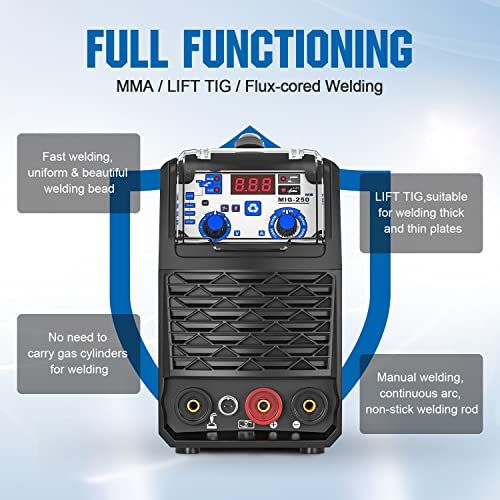 ANDELI 半自動溶接機 120AノンガスMIG/アーク溶接/lift TIG 100V/200V兼用 インバーター直流溶接機 MIG溶接 半自動 日本語取説書 MIG-250ME/ c795929f