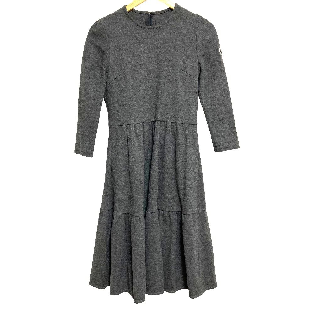 美品 BORDERS at BALCONY ボーダーズアットバルコニー MELTON JERSEY DRESS ワンピース BD1921-2K-15 サイズ36 グレー レディース 古着 中古 USED