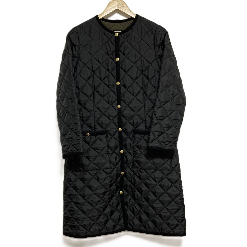 美品 TraditionalWeatherwear トラディショナルウェザーウェア アークリー ロングキルティングコート サイズ34 ブラック レディース 古着 中古 USED
