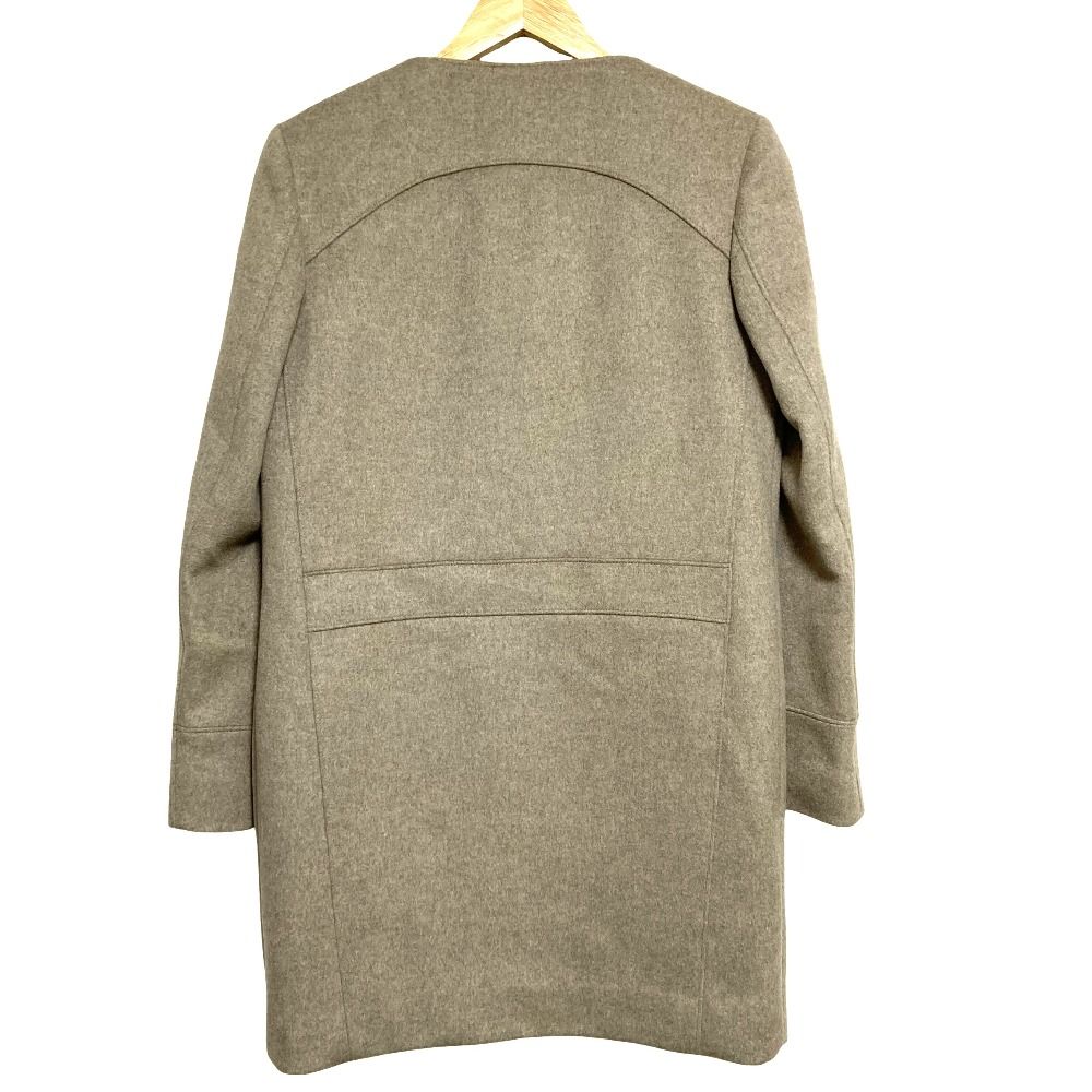 TSEセイ一重仕立てカシミヤ100% ロングステンカラーコート L 美品 TSE セイ カシミヤ ロング ノーカラーコート サイズ0 グレージュ