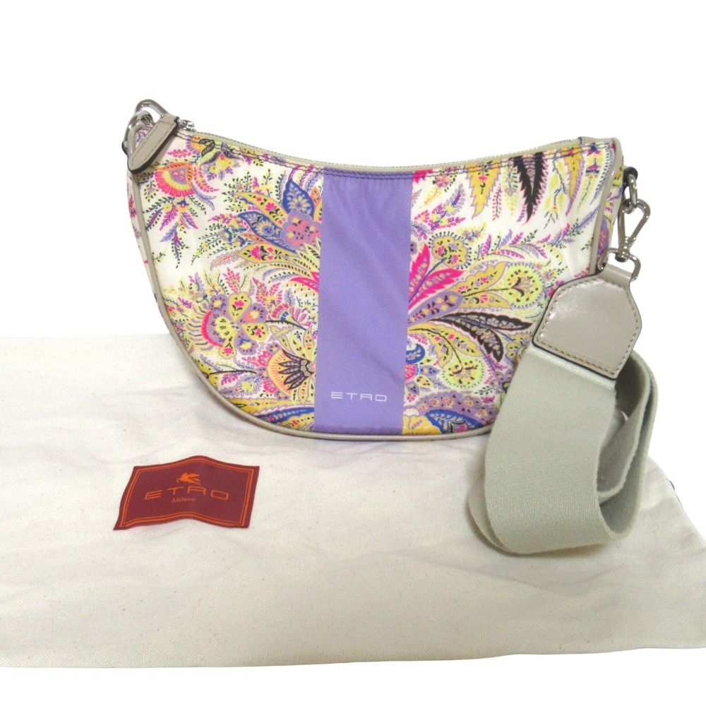 良品 ETRO エトロ ペイズリープリント ナイロン ショルダーバッグ 1N396 ベージュ マルチカラー レディース 古着 中古 USED
