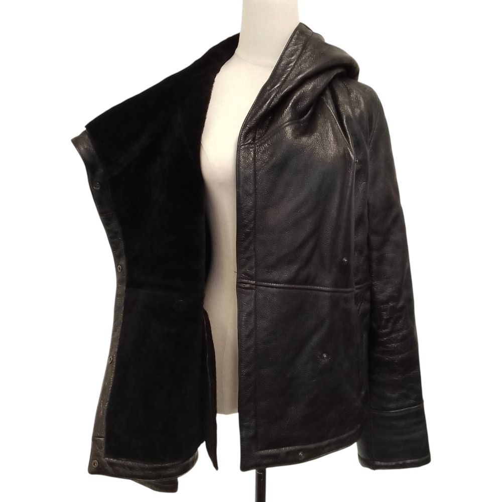 MAX Mara ✨MAX&Co. ラムレザージャケット 羊革 黒 38 美品 Max Mara マックスマーラ ラムレザー フーディームートン