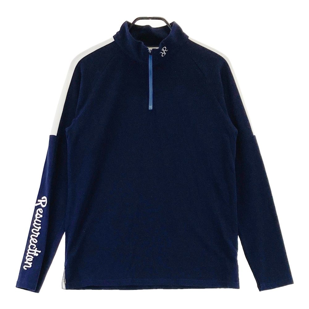 サイズ：M RESURRECTION レザレクション 袖ロゴ ハーフジップ長袖Tシャツ ネイビー系 [240101575437] ゴルフウェア メンズ ストスト
