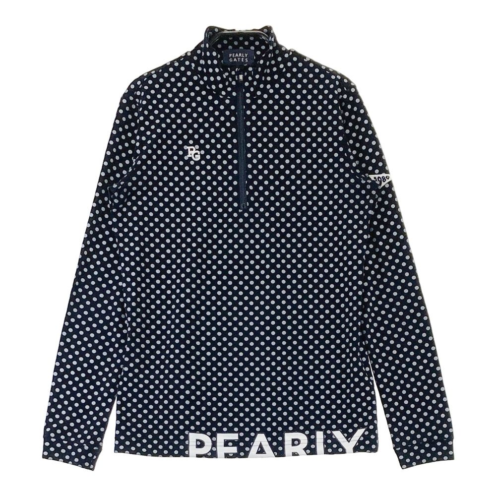 サイズ：0 PEARLY GATES パーリーゲイツ ハーフジップ 長袖Tシャツ ドット柄 ネイビー系 [240101692317] ゴルフウェア レディース ストスト