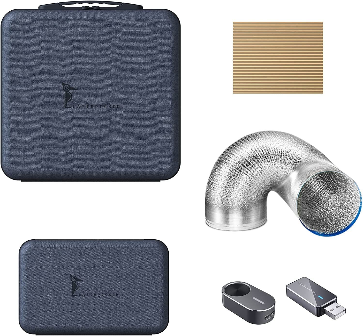 ☆新品☆LaserPecker2 収納用ケース,第三軸ボックス,バッチ彫刻ボタン,Bluetoothドングル,排気パイプ c4144598