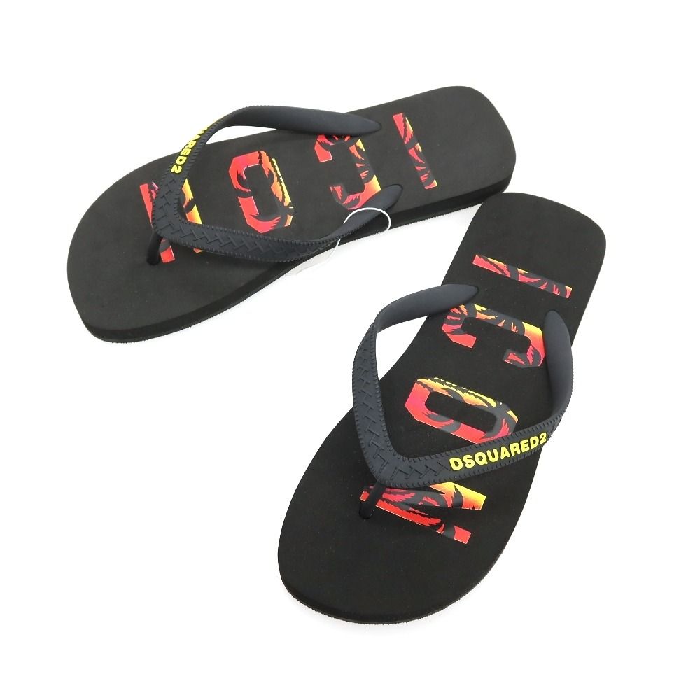 【新品アウトレット】ディースクエアード DSQUARED2 S82FF0001 ラバー系 ビーチサンダル ブラック【サイズ42】【メンズ】