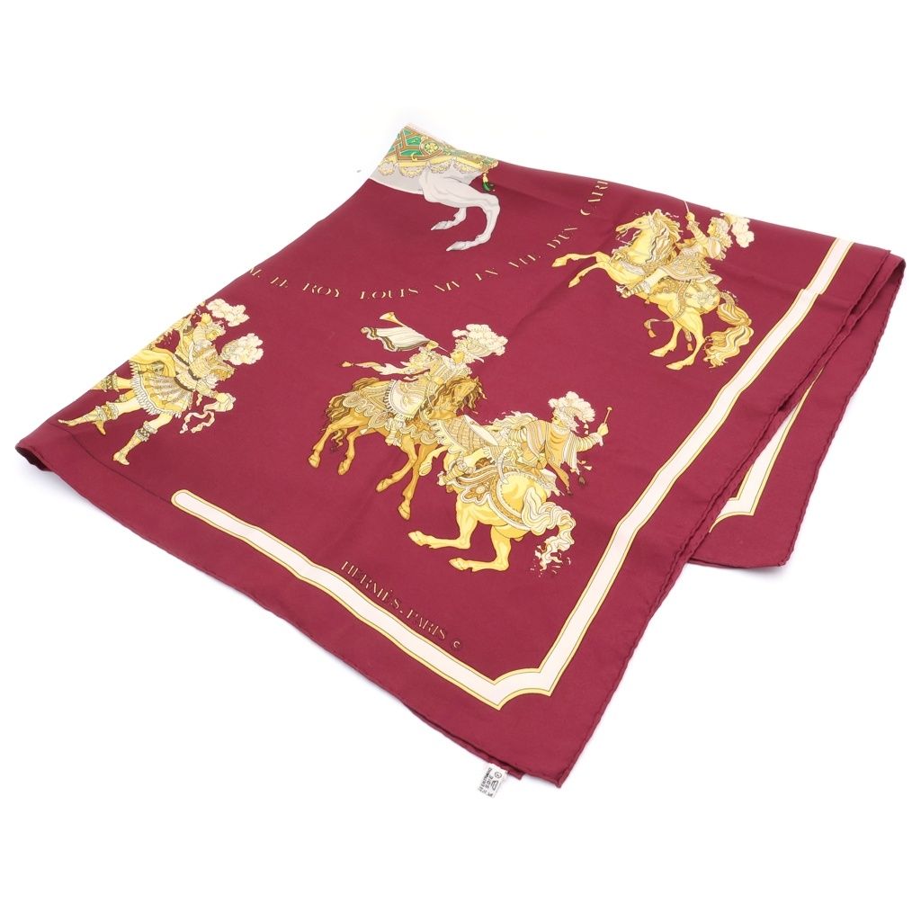 HERMES (エルメス) カレ90 Horseback Riding Pattern 騎馬総柄 シルクスカーフ レッド