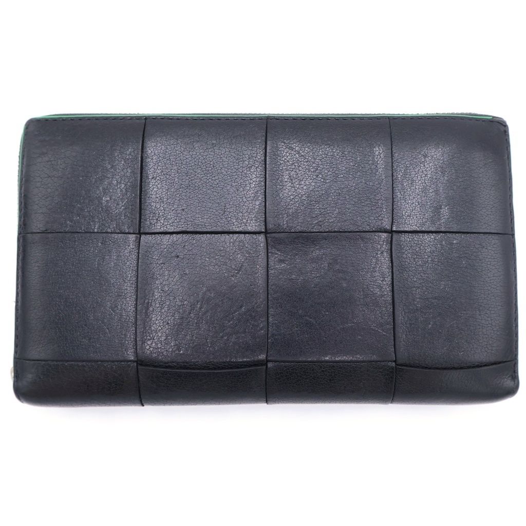 BOTTEGA VENETA (ボッテガヴェネタ) カセット マキシイントレチャート レザー ジップアラウンドウォレット 長財布 ブラック