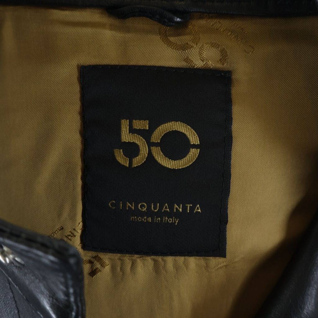 Cinquanta (チンクアンタ) スタンドカラー ジップアップ レザー