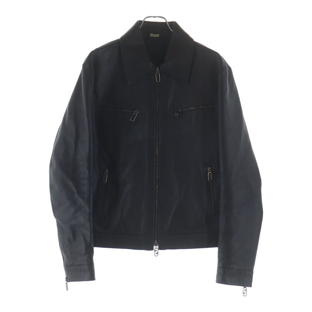 FENDI (フェンディ) 12CPF-22-2840 バイカージャケット ブラック ナッパレザー 48