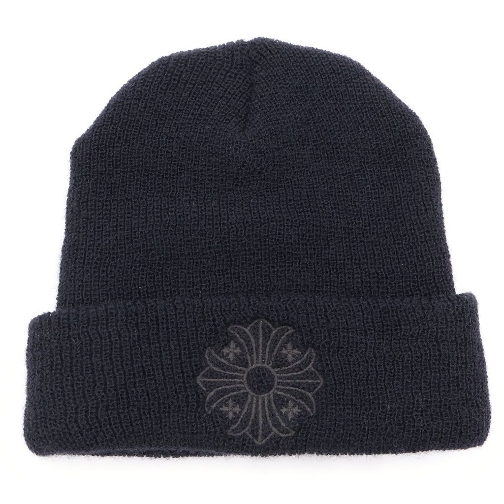 CHROME HEARTS (クロムハーツ) WOOL WATCH CAP CHプラス刺繍ウールワッチ ニットキャップ ビーニー ブラック
