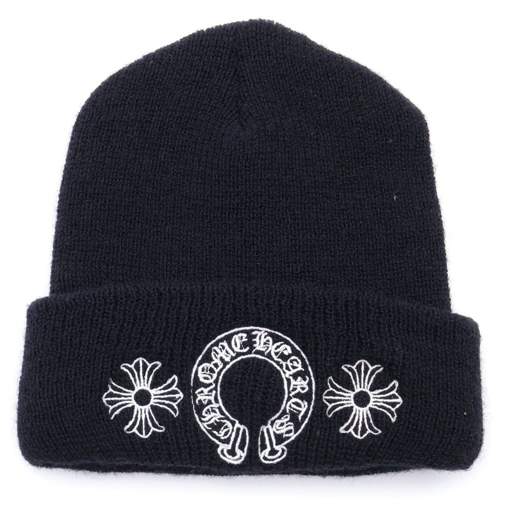 CHROME HEARTS (クロムハーツ) WOOL WATCH CAP CHプラスホースシュー刺繍ウールニット帽