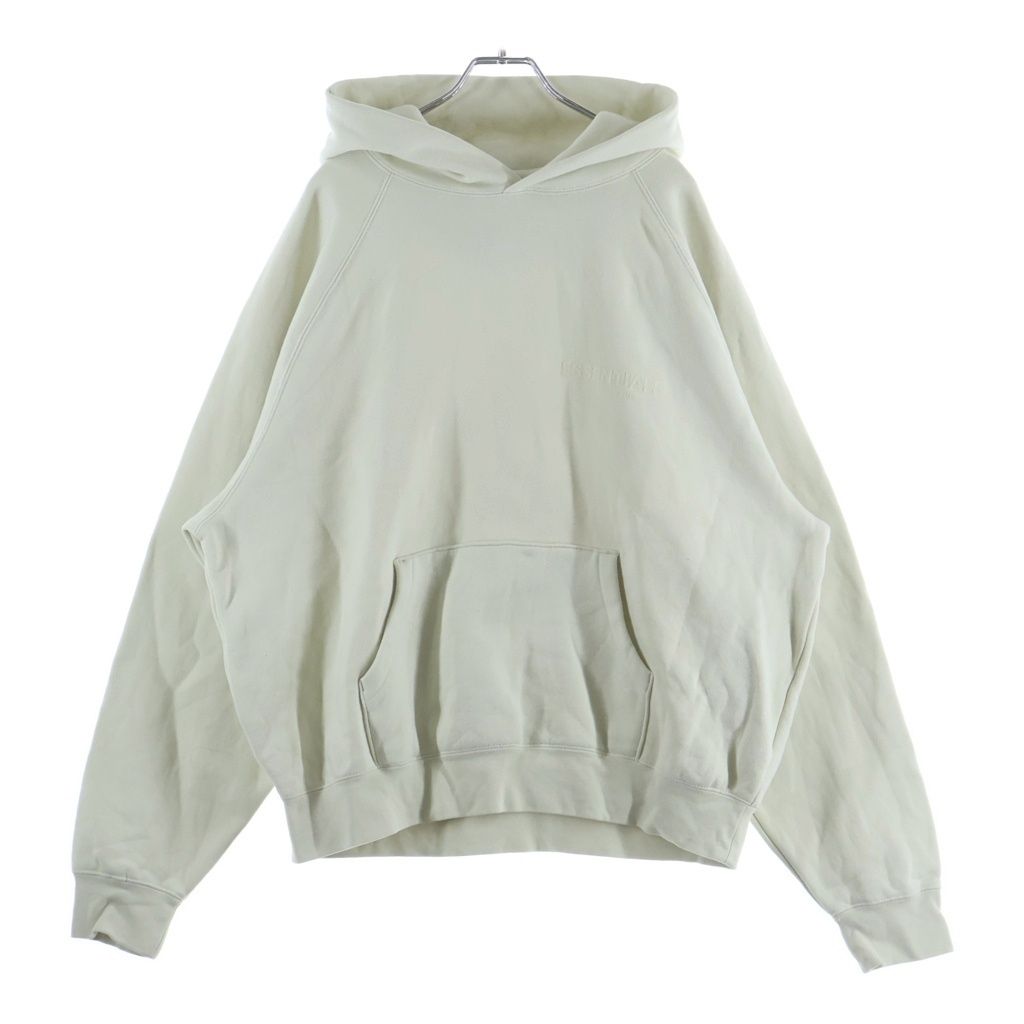 FEAR OF GOD ESSENTIALS (フィアオブゴッド エッセンシャルズ) HOODIE ラバーロゴ プルオーバースウェットパーカー フーディー クリーム