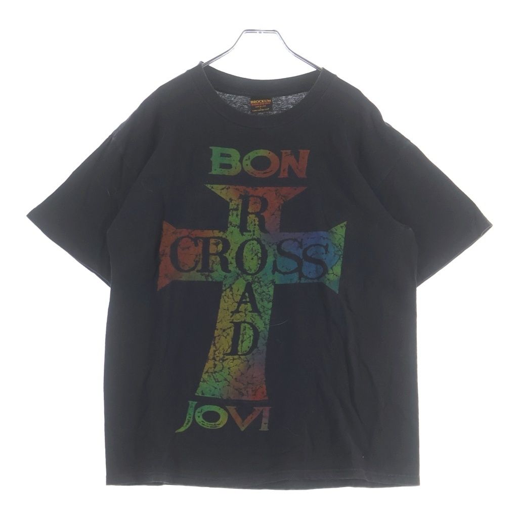 VINTAGE (ヴィンテージ) 90S BON JOVI CROSS ROAD TOUR T-SHIRT ボンジョヴィ クロスロードツアー BROCKUMタグ USA製 袖シングルステッチ 1995コピーライト プリント半袖Tシャツ