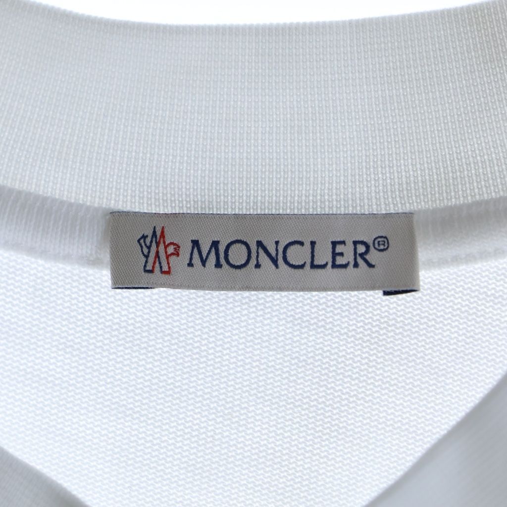 MONCLER (モンクレール) ロゴ刺繍 クルーネック 半袖Tシャツ ホワイト
