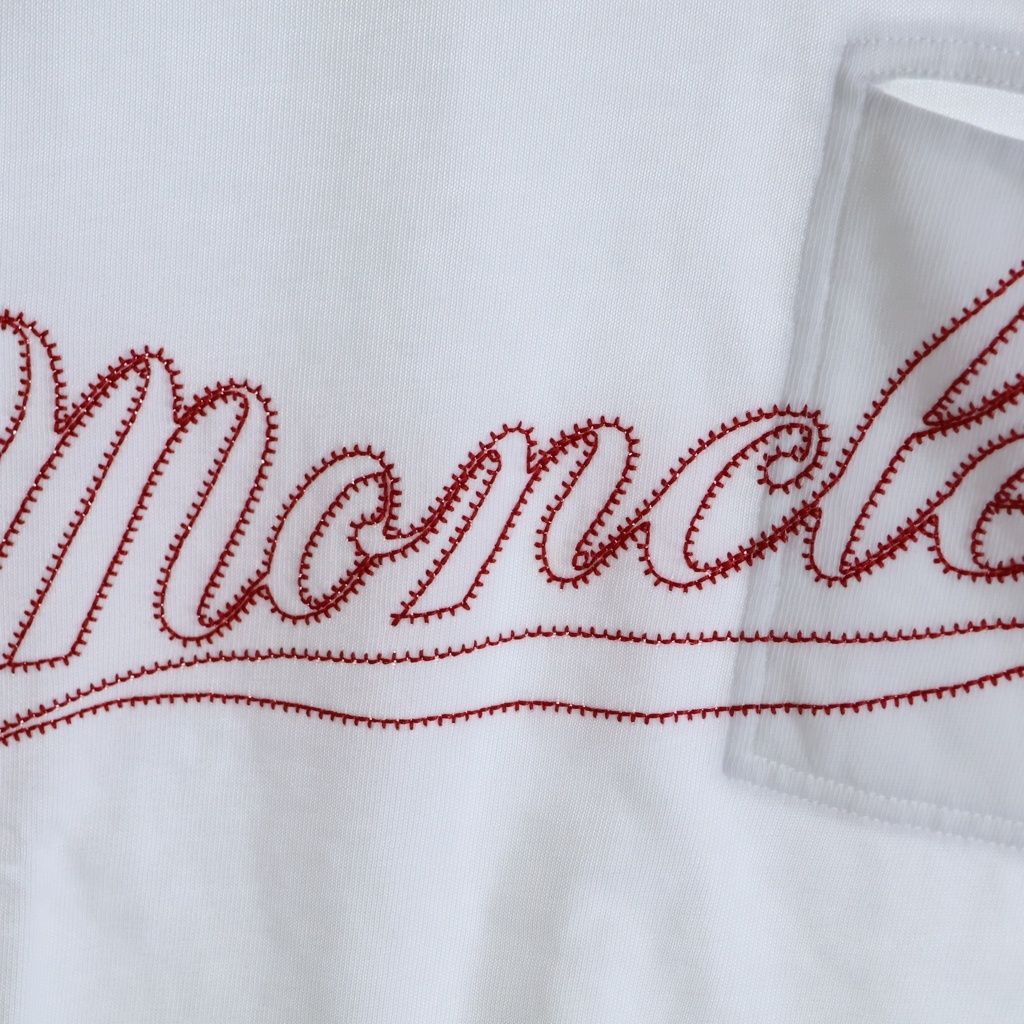 MONCLER (モンクレール) ロゴ刺繍 クルーネック 半袖Tシャツ ホワイト