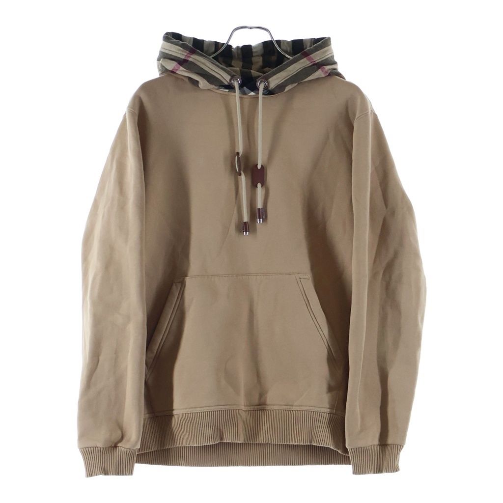 BURBERRY (バーバリー) チェックトリム コットンブレンドフーディー プルオーバーパーカー キャメル PTSIC9315VIL