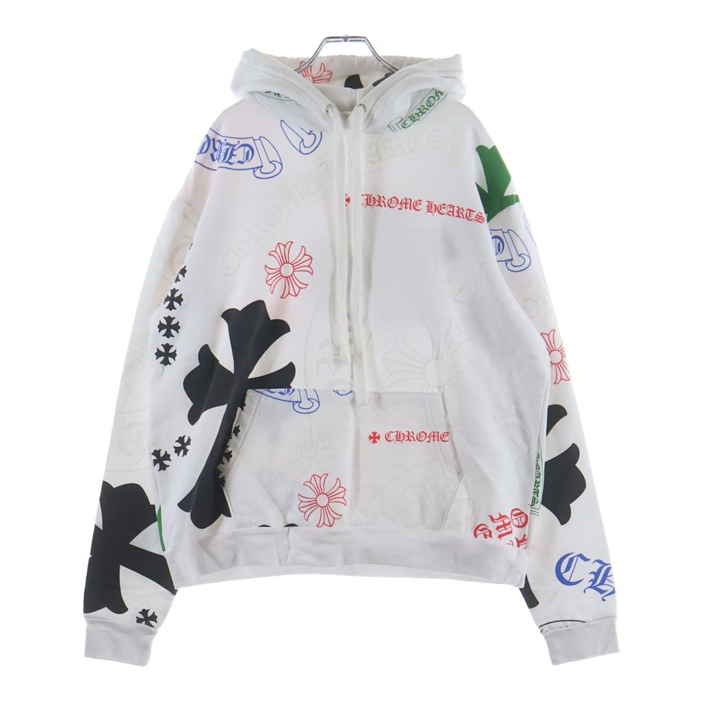CHROME HEARTS (クロムハーツ) STENCIL HOODIE ステンシルプリント プルオーバーパーカー ホワイト