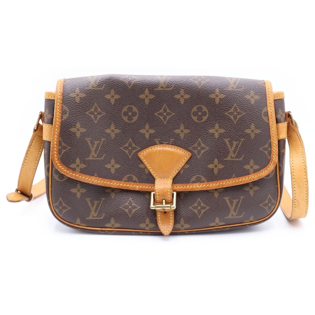 LOUIS VUITTON (ルイヴィトン) モノグラム ソローニュ ショルダーバッグ ショルダーポシェット ブラウン レザー×PVC M42250 ゴールド金具