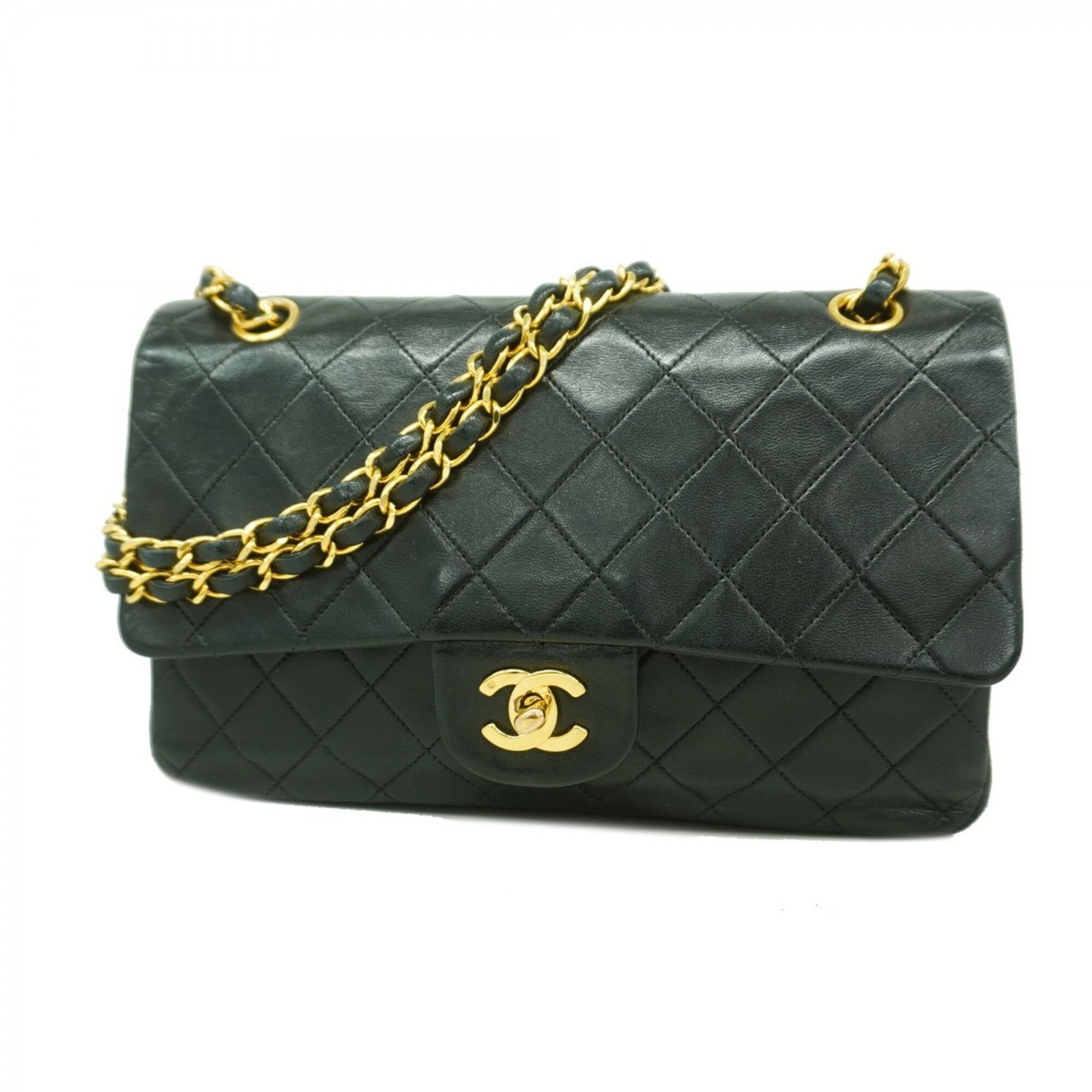 シャネル(Chanel) シャネル ショルダーバッグ マトラッセ Wフラップ Wチェーン ラムスキン ブラック レディース