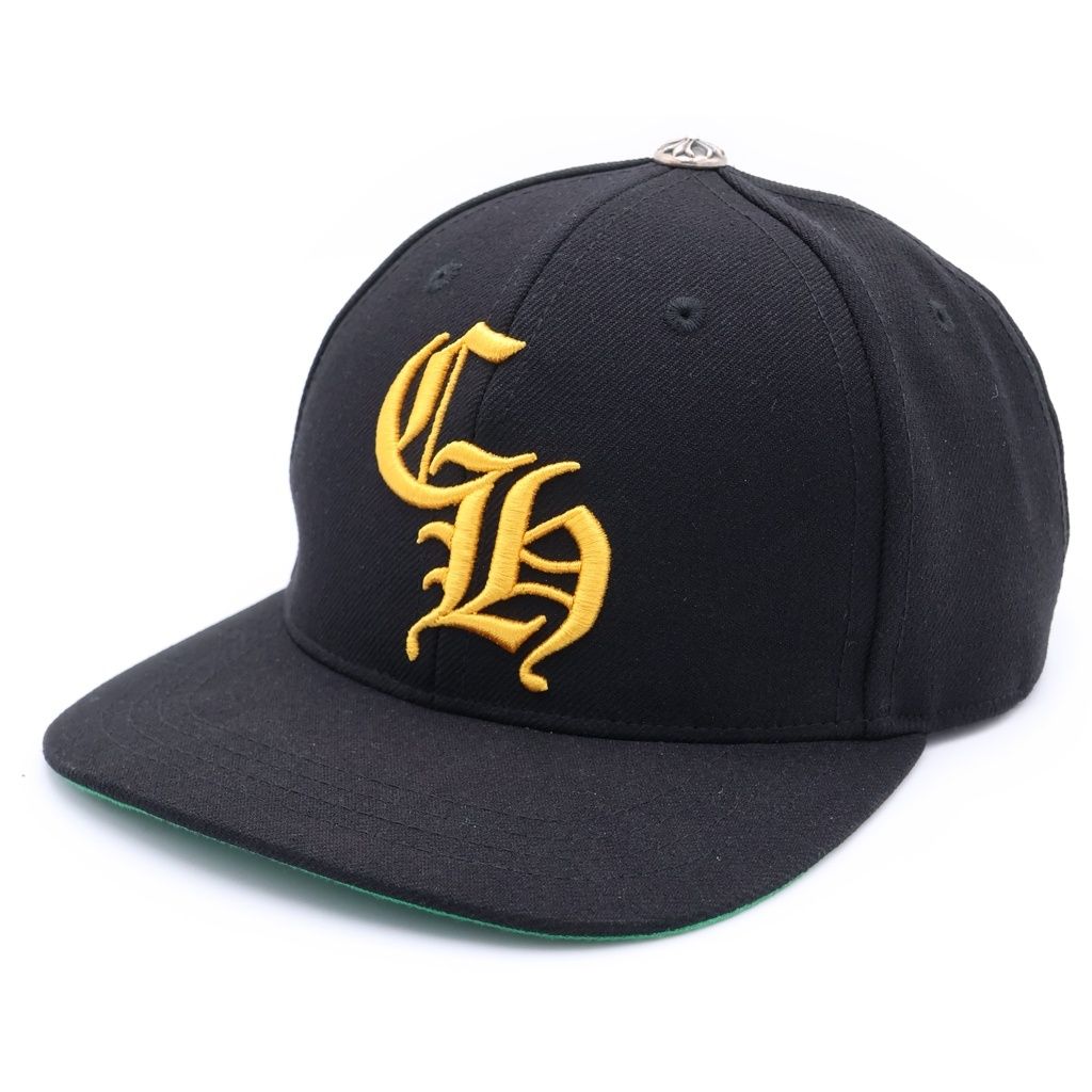 CHROME HEARTS (クロムハーツ) CH HAT CH刺繍 ベースボールキャップ 帽子 ブラック/イエロー