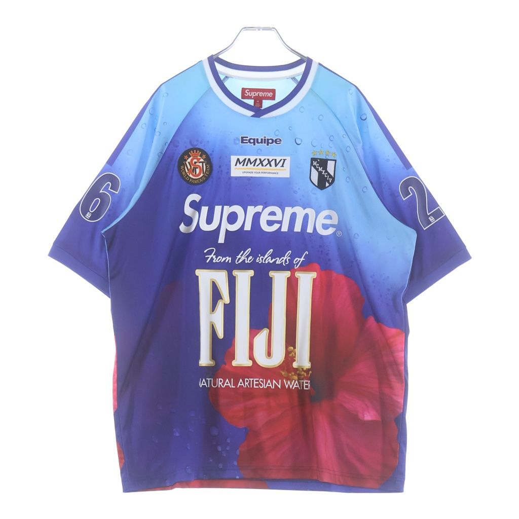 SUPREME (シュプリーム) 26SS ×FIJI WATER Fiij soccer Jersey フロントフィジープリント クルーネック半袖カットソーTシャツ ブルー