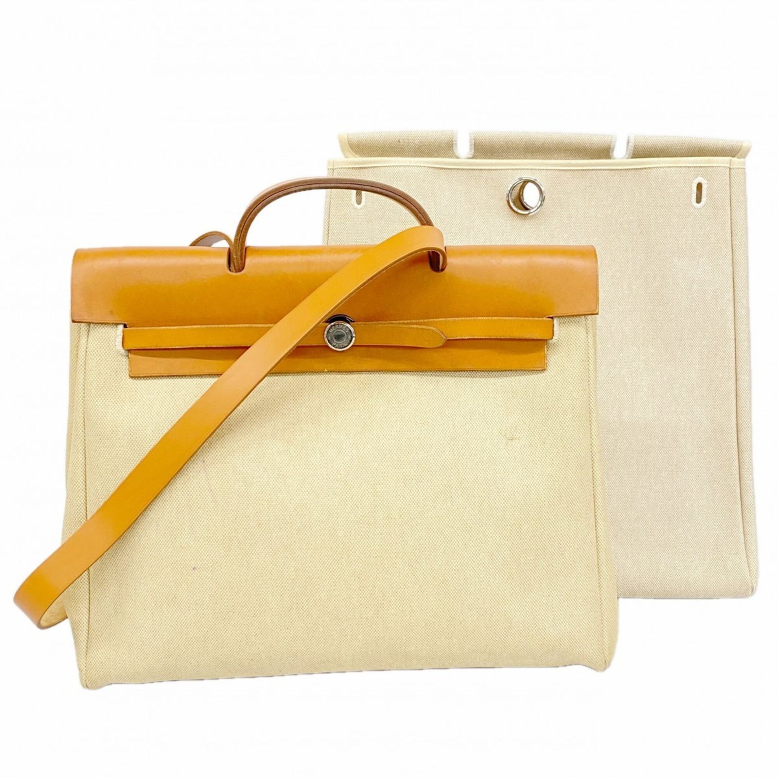 エルメス(Hermes) エルメス ハンドバッグ エールバックMM トワルアッシュ ナチュラル □D刻印 2wayバッグレディース