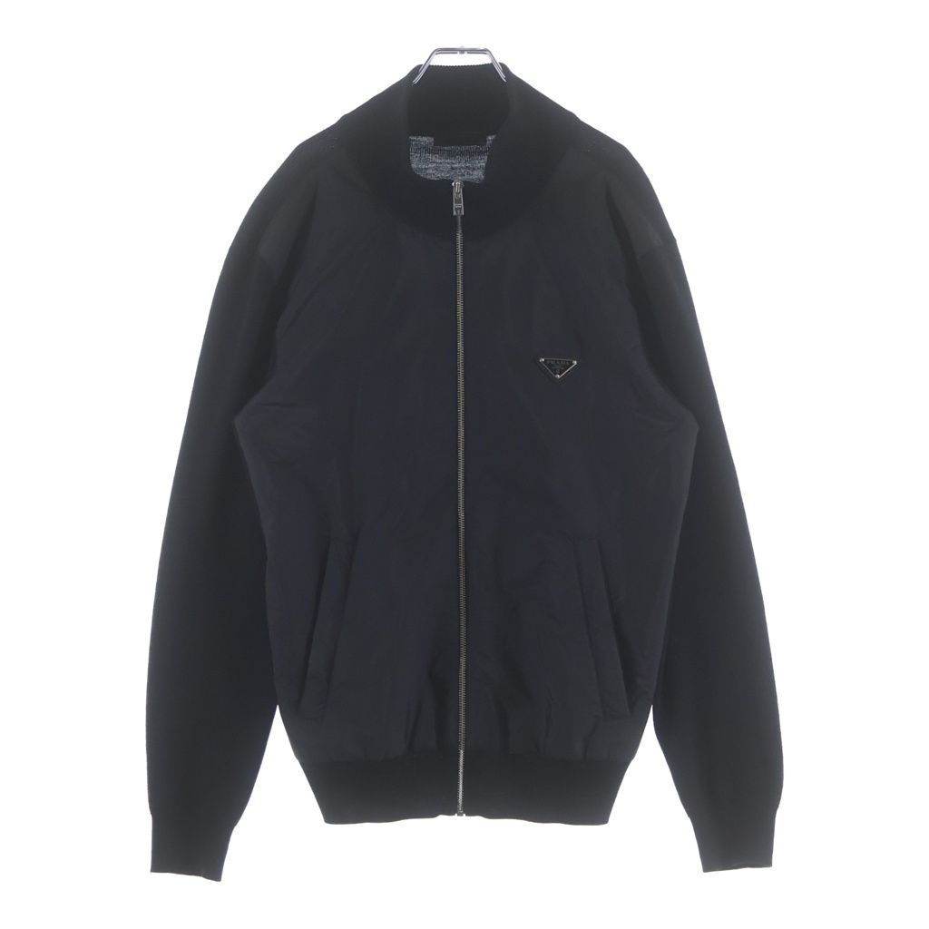 PRADA (プラダ) Re-Nylon&Wool Zip Cardigan リナイロン&ウールジップアップカーディガン ブラック 」UMG116 R212 U98