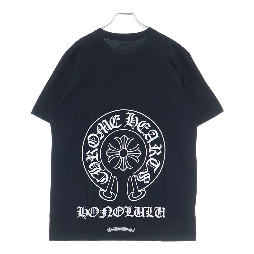 CHROME HEARTS (クロムハーツ) Honolulu Horseshoe SS Tee ホノルル限定 バック ホースシュー クルーネック半袖Tシャツカットソー ブラック