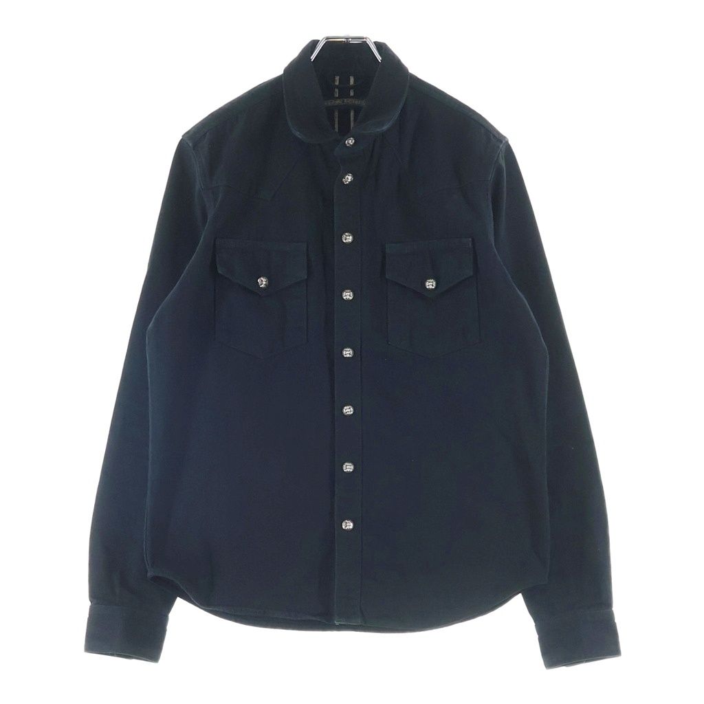 CHROME HEARTS (クロムハーツ) OLD DENIM WESTERN オールド クロスボールボタン 袖裾レザークロスパッチ デニムウエスタン長袖シャツ ブラック