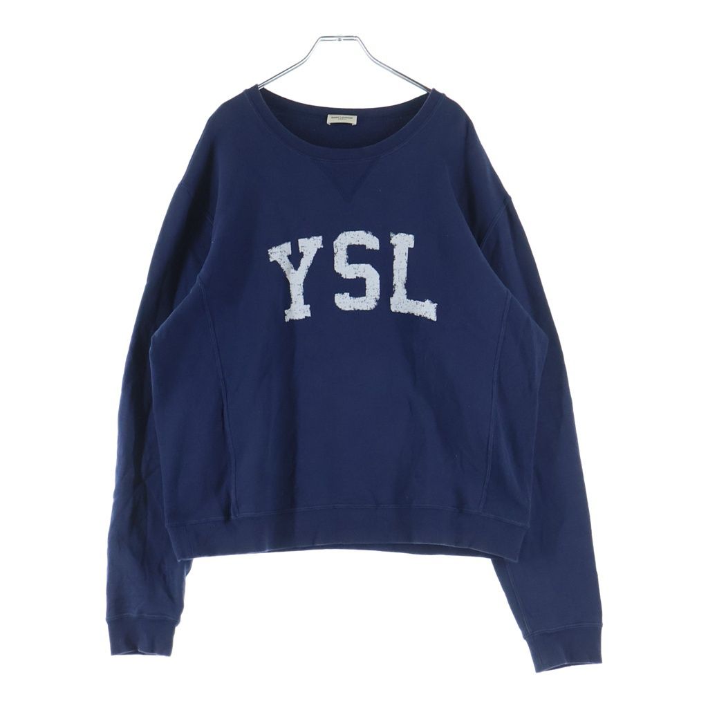 SAINT LAURENT PARIS (サンローランパリ) 21AW YSL フロントロゴ クルーネックスウェットトレーナー 666979 Y36IP ネイビー