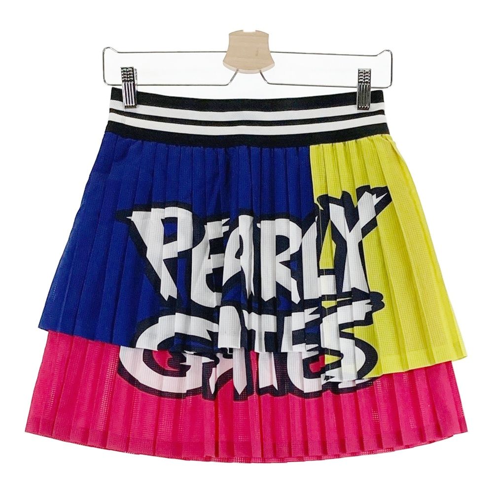 サイズ：0 PEARLY GATES パーリーゲイツ プリーツスカート ロゴ ドットエアー ネイビー系 [240101689027] ゴルフウェア レディース ストスト