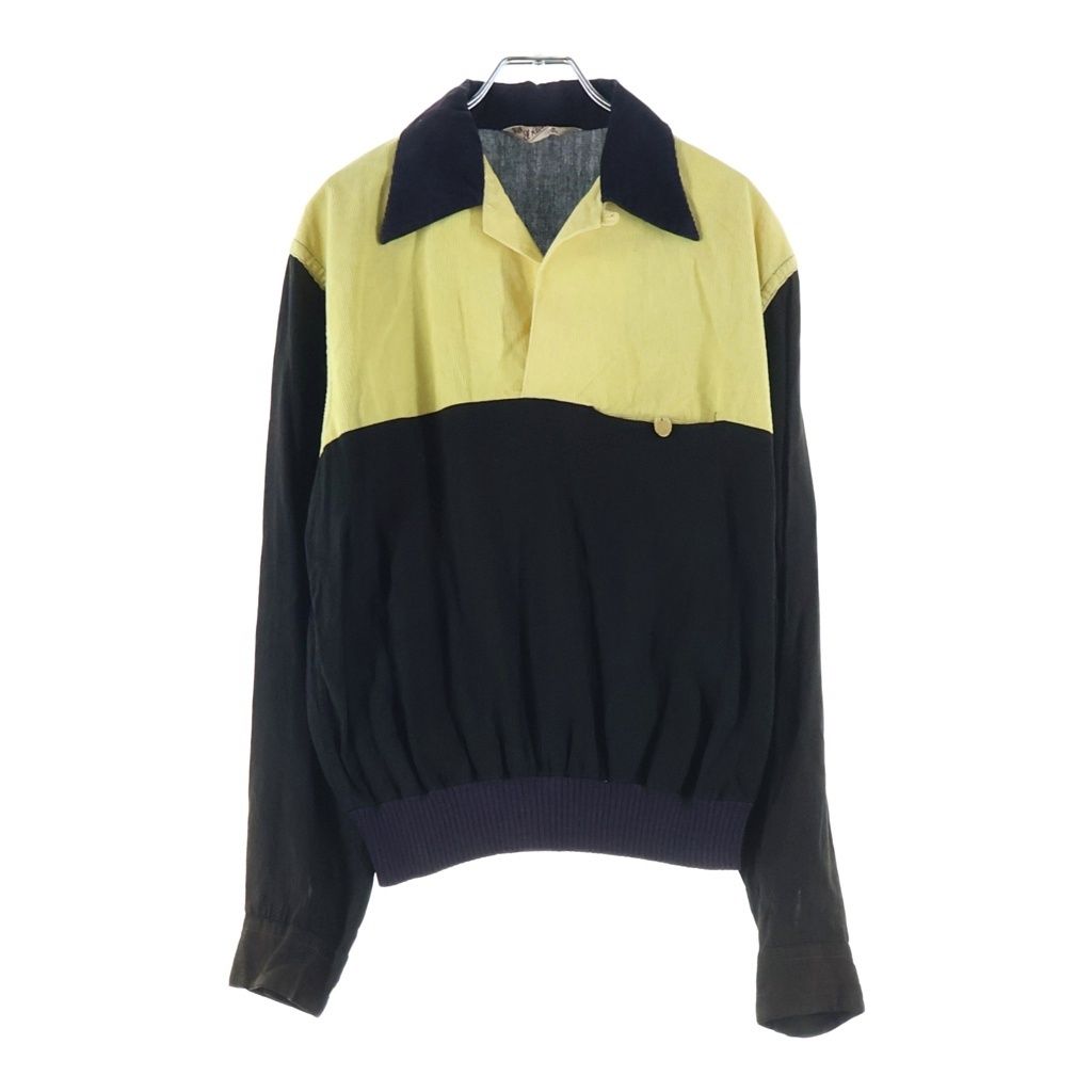 VINTAGE (ヴィンテージ) 60S VINTAGE El Rancho レーヨンギャバ コーデュロイ切り替え ヴィンテージ プルオーバーシャツ ブラック/イエロー