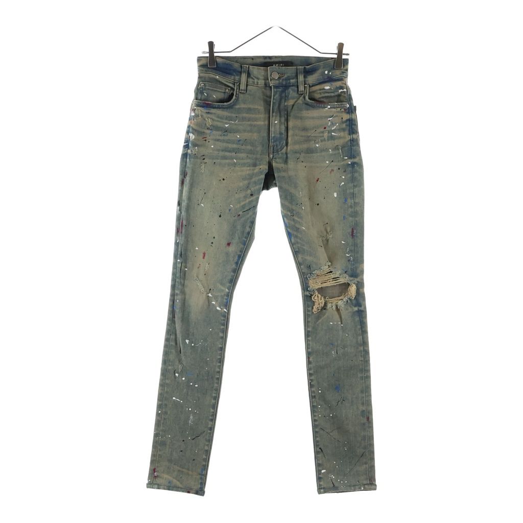 AMIRI (アミリ) 18AW ARTIST BROKEN JEAN アーティスト ブロークン ペイント ラメ ダメージ加工 デニム スキニーパンツ インディゴ