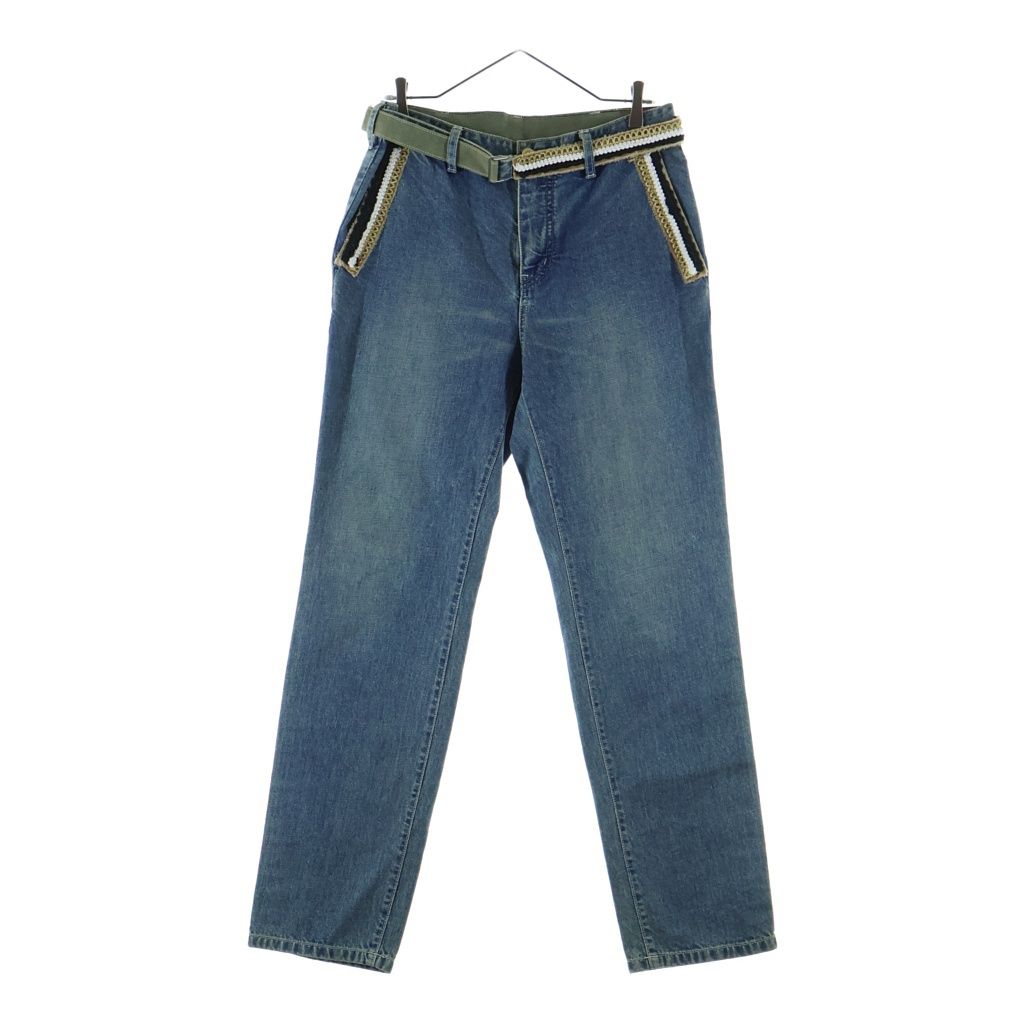Sacai (サカイ) 17SS ベルテッド コットン ワイドデニムパンツ インディゴ 17-01407M